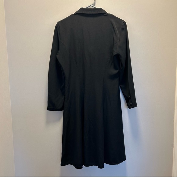 Vintage VI. petites black dress button down ruffled collar - Picture 2 of 9